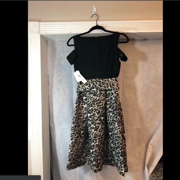 NWT Eliza J Cold-Should Leopard Fit & Flare Dress‎ in Black [SZ 4 ] - Picture 6 of 8